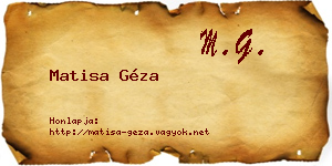 Matisa Géza névjegykártya